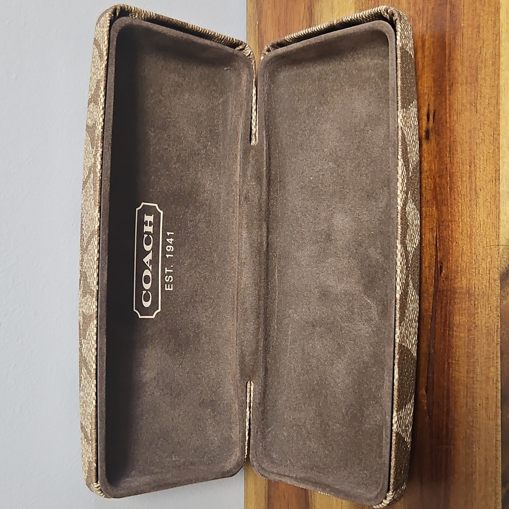 Vintage Coach Tan and Brown Signature Glasses Sunglasses Hard Case - Picture 2 of 6